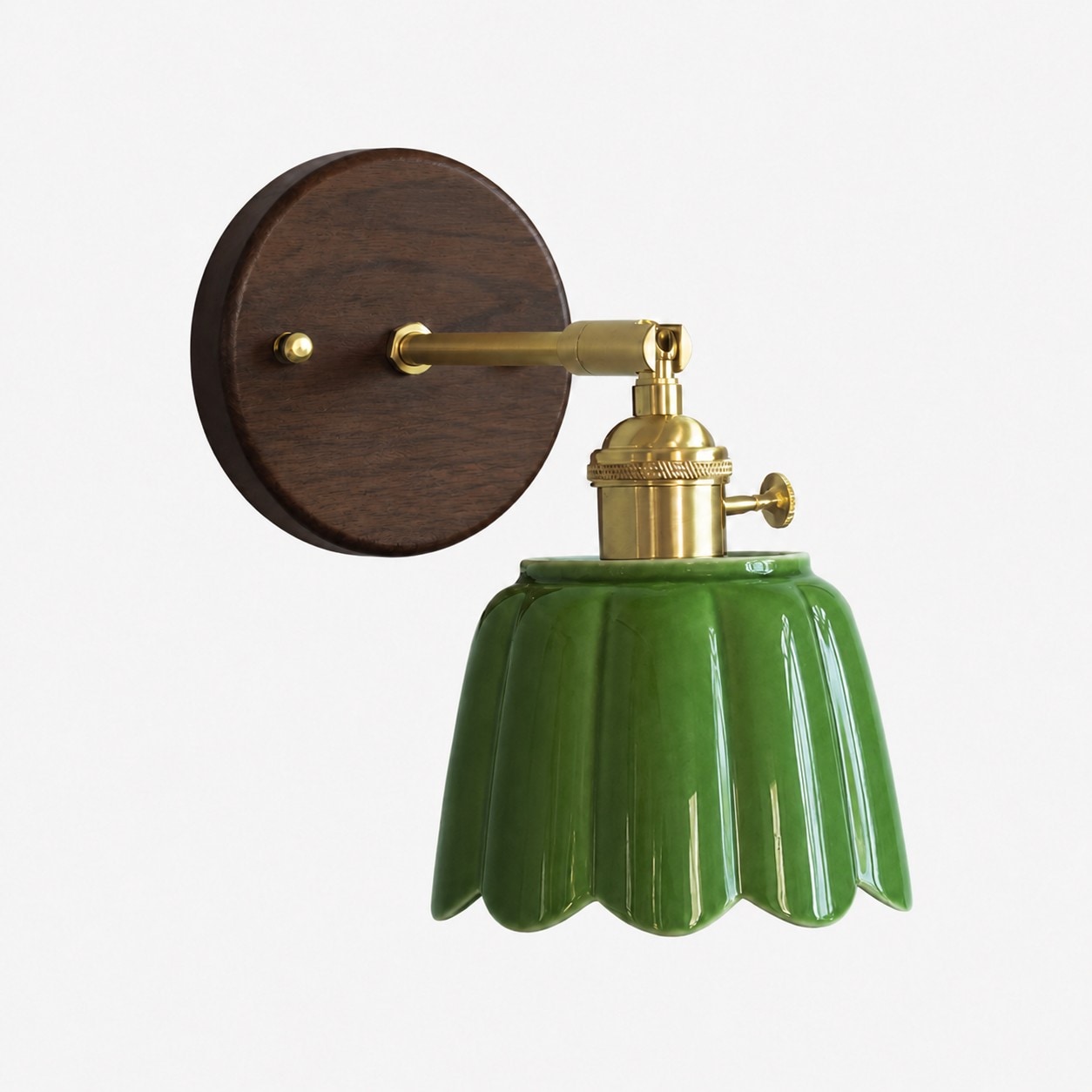 Green / Walnut Wood / Style A ceramic wall lamp SKU view
