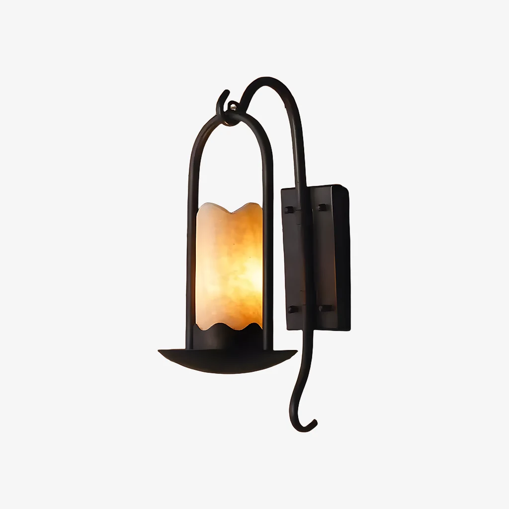 Black metal marble glass wall sconce product view