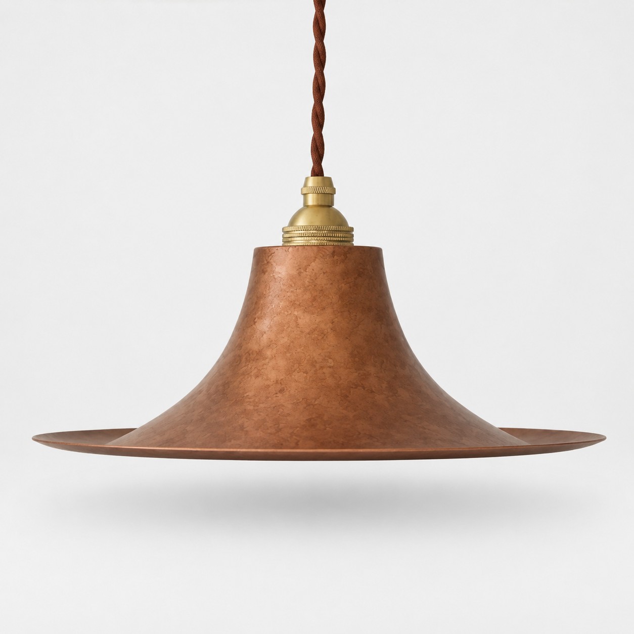 Hand-rusted copper flared pendant shade