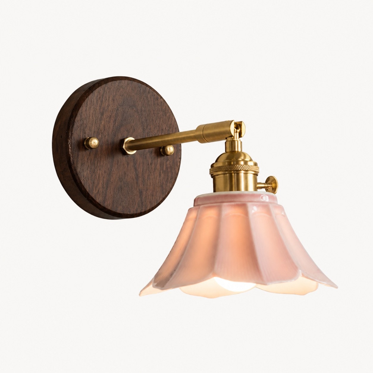 Pink / Walnut Wood / Style B ceramic wall lamp SKU view