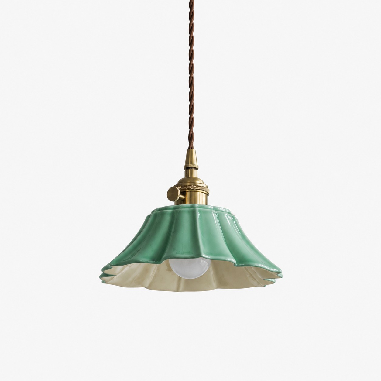 Styl B Ceramiczna lampa wisząca w kolorze szałwiowej zieleni