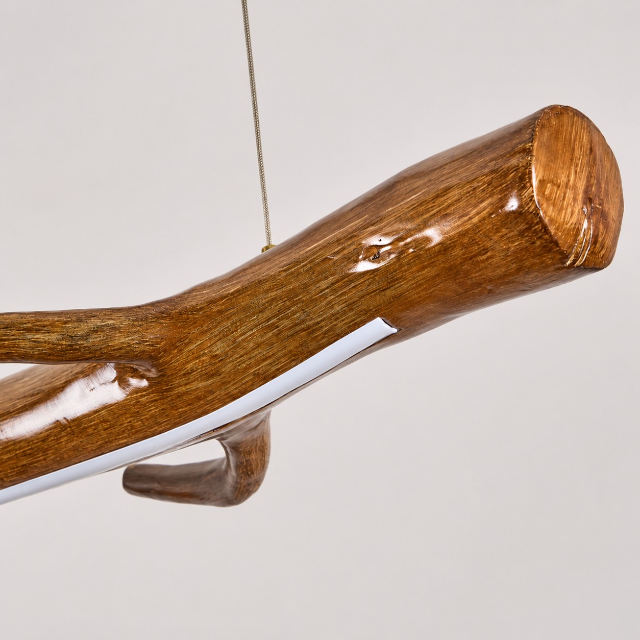 Wood Color Resin Linear Branch Pendant Light resin texture