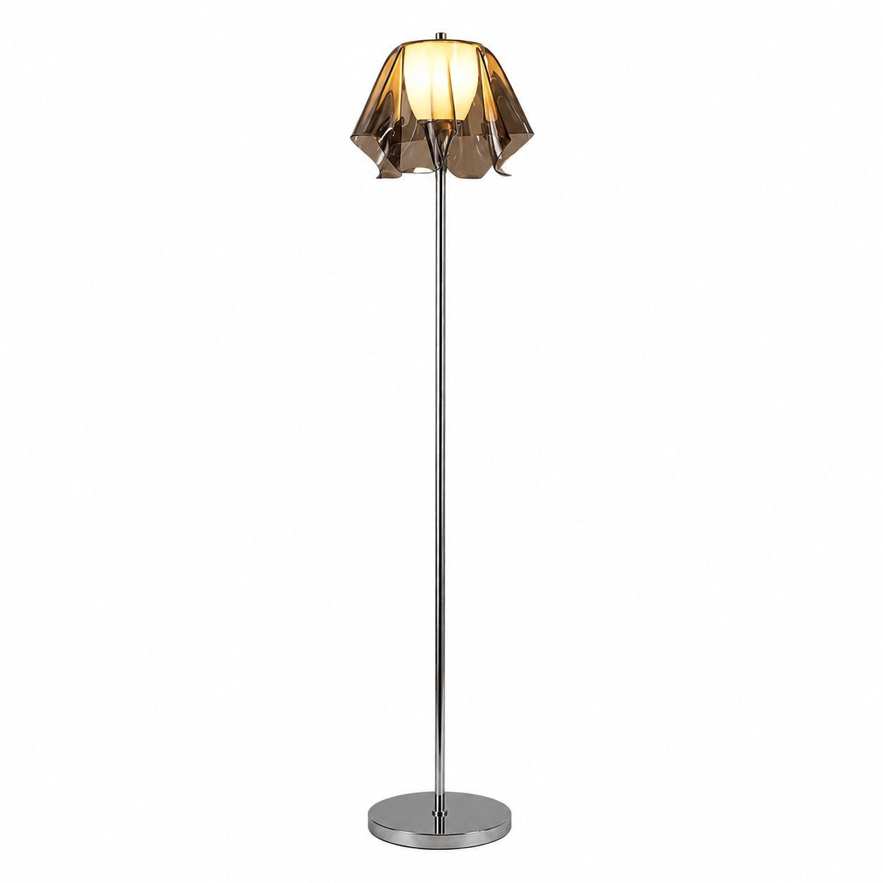 Rookgrijze acryl vloerlamp