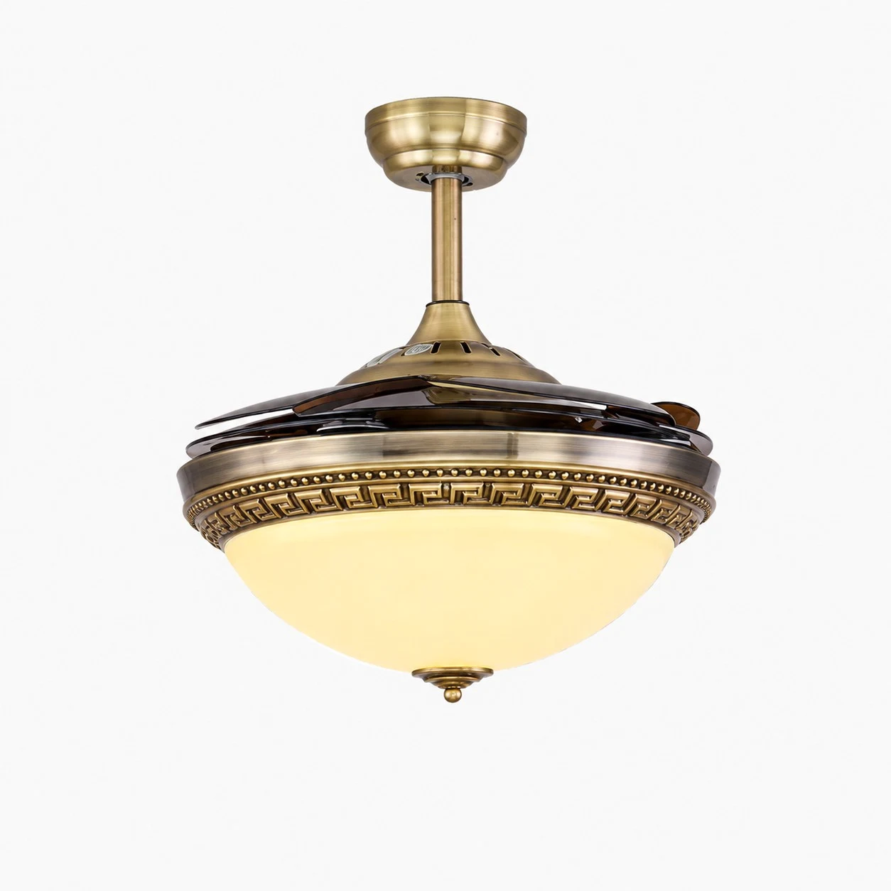 Ventilatore da soffitto retrattile in ottone antico, stile C
