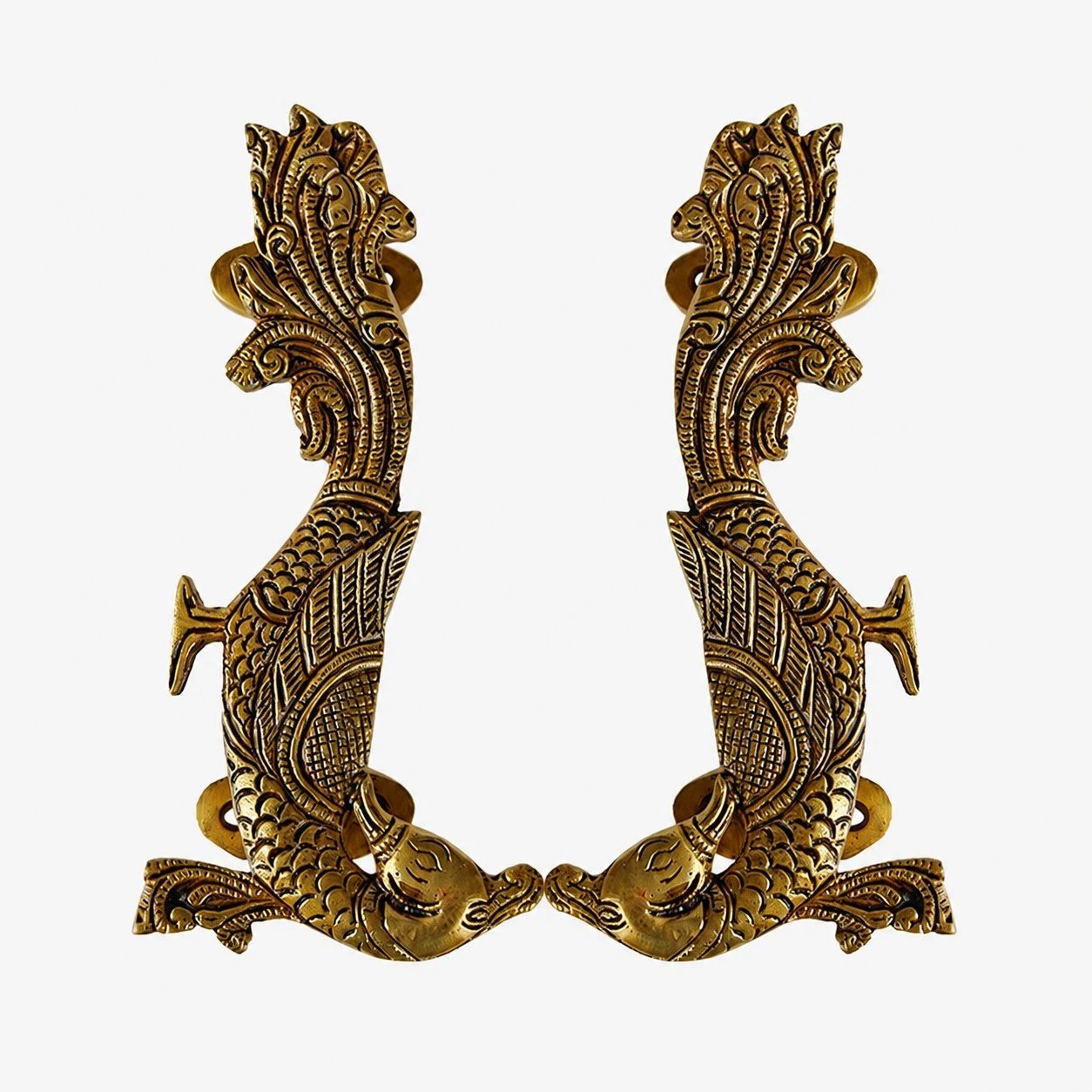 Poignées de porte artisanales en laiton, motif animaux - Phoenix Antique Brass standard
