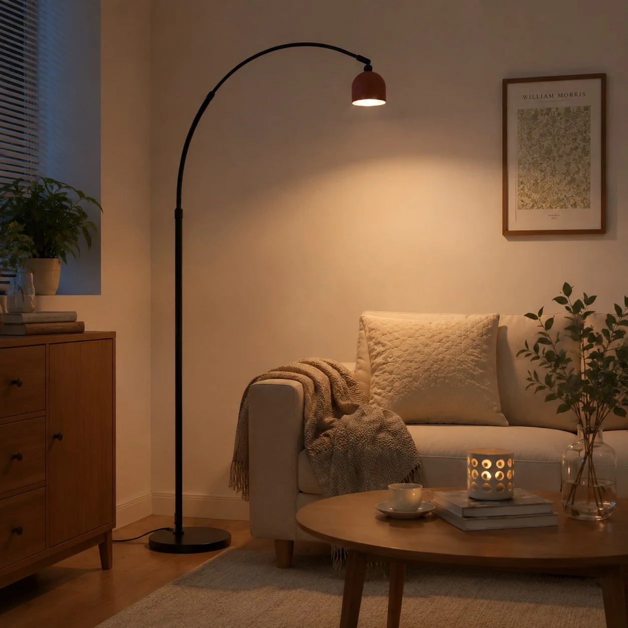 lampadaire dans une ambiance chaleureuse de salon