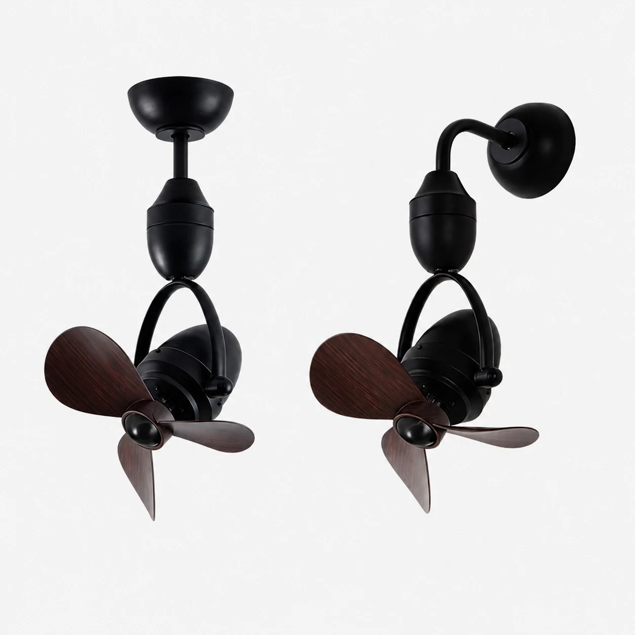Black with Dark Wood Ceiling/Wall Dual Mount small ceiling fan