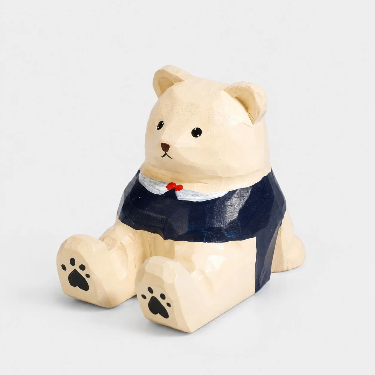 Support de téléphone en bois sculpté à la main représentant un ours noir