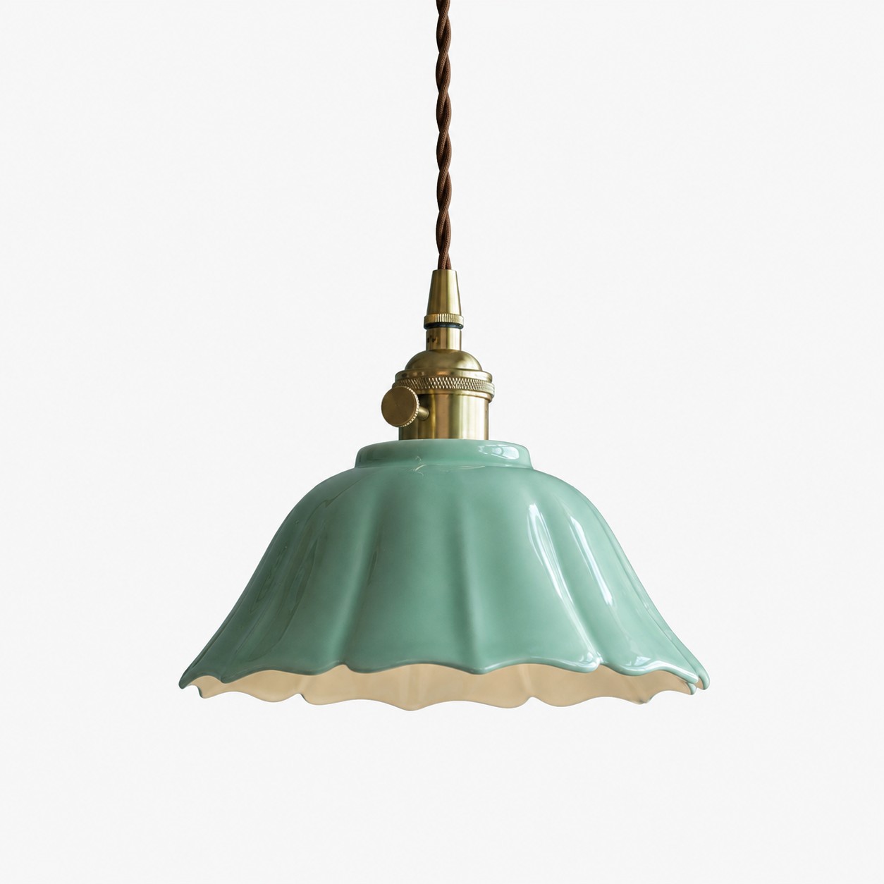 Styl A Ceramiczna lampa wisząca w kolorze szałwiowej zieleni