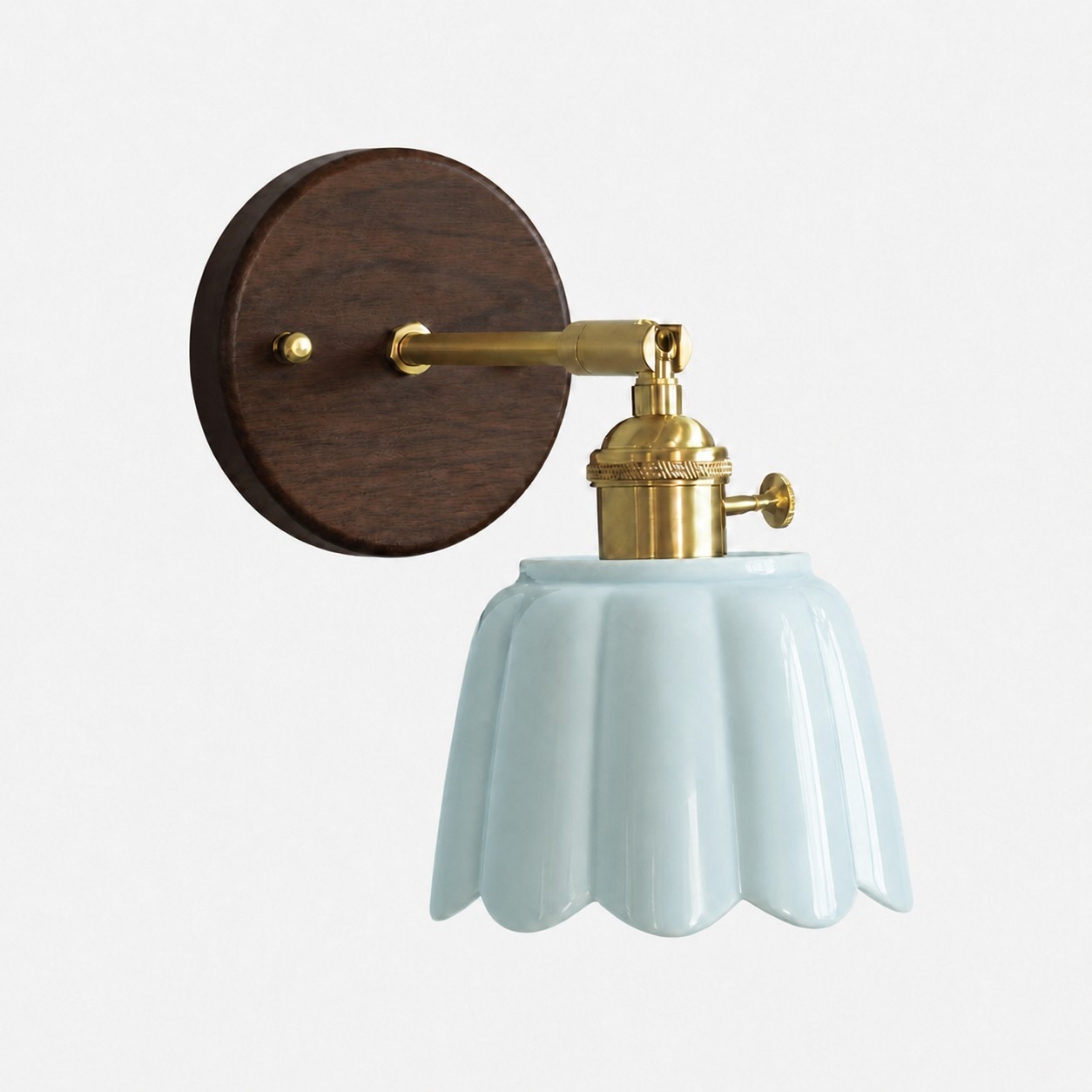 Cyan / Walnut Wood / Style A ceramic wall lamp SKU view