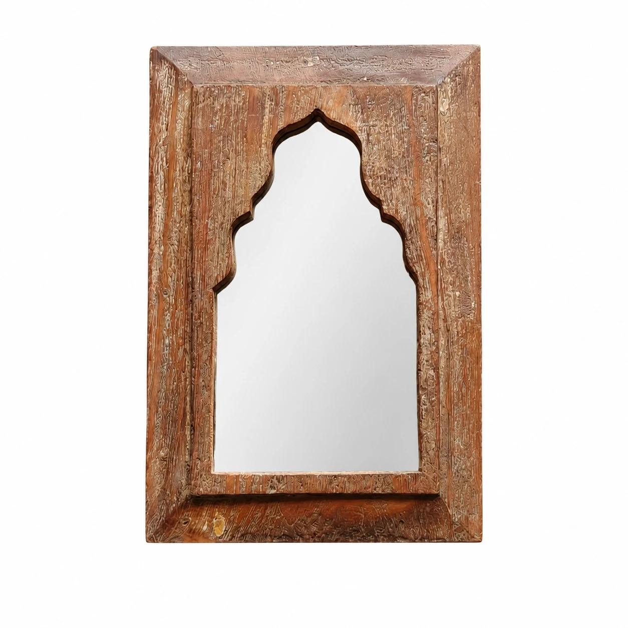 Miroir mural rustique en bois sculpté H