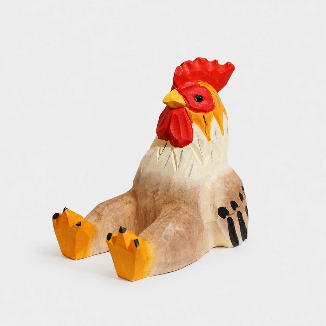 Support de téléphone en bois sculpté à la main en forme de coq