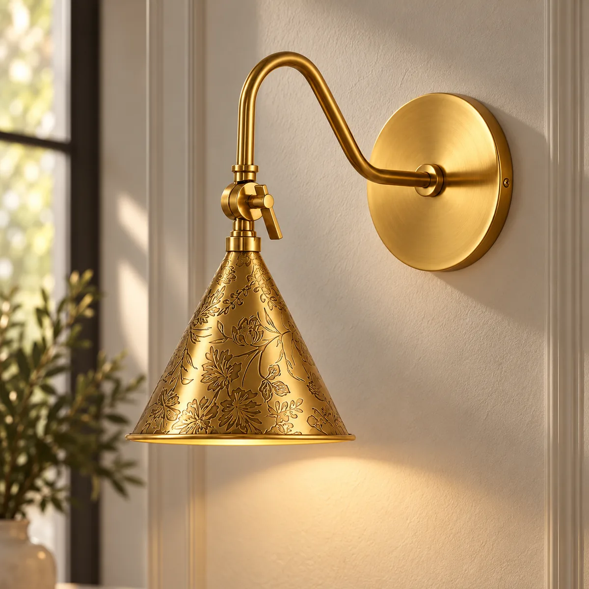 Hardwired Wall Cone in Etched Steel