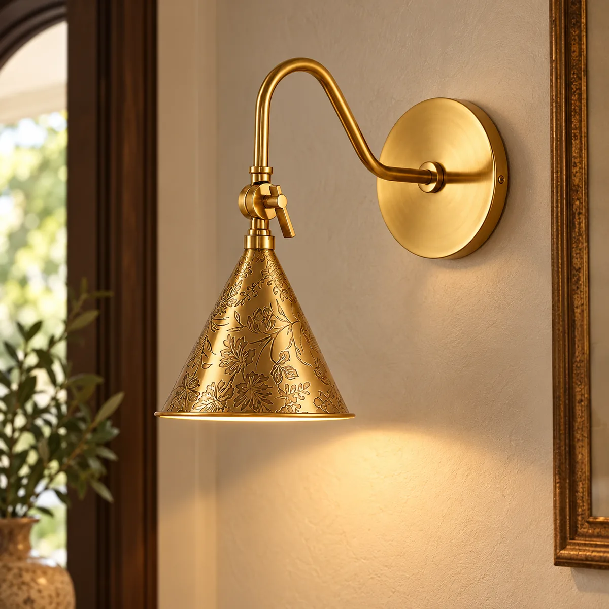 Hardwired Wall Cone in Etched Steel