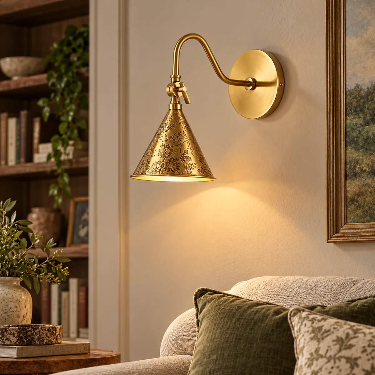 Hardwired Wall Cone in Etched Steel
