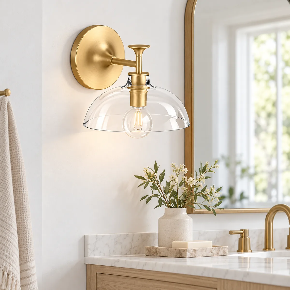 Metal Bar and Clear Dome Shades