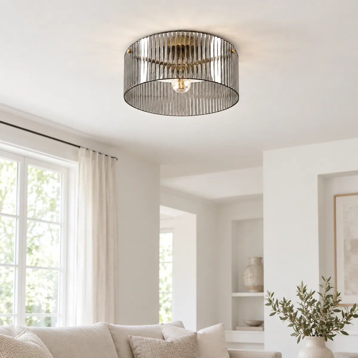 Ribbed Shade over a Warm Interior
