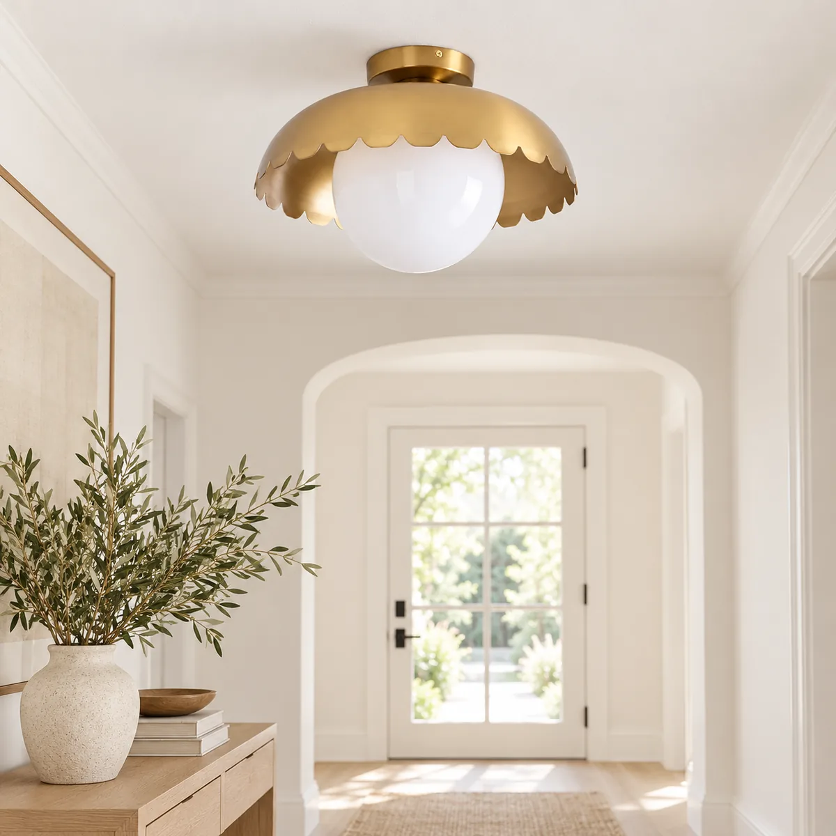 Metal Canopy and a Scalloped Glass Globe