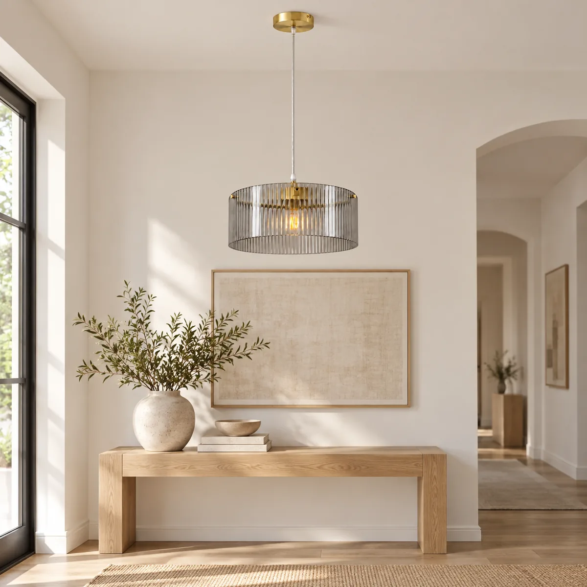 Glass Drum on Warm-Toned Hardware