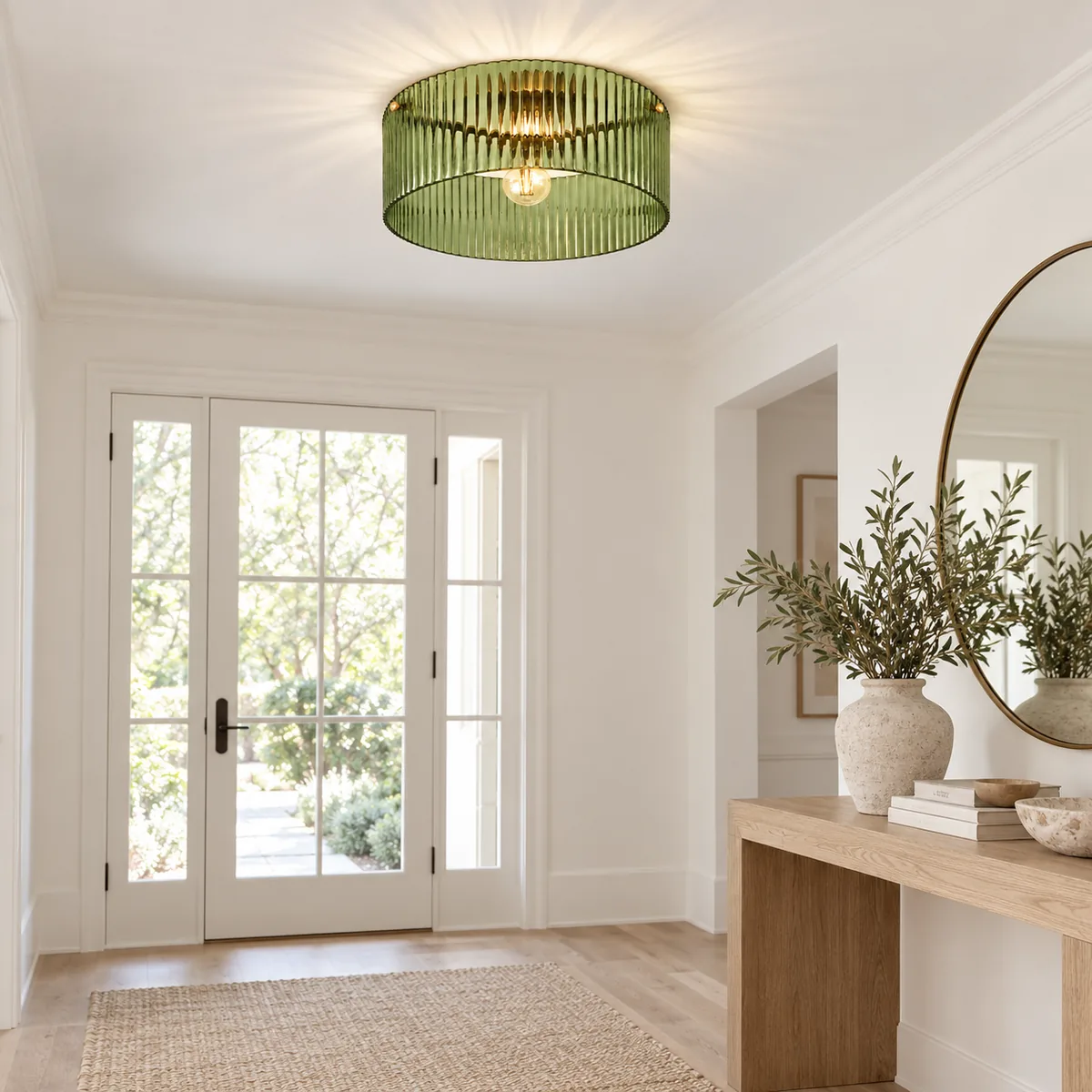 Ribbed Shade over a Warm Interior