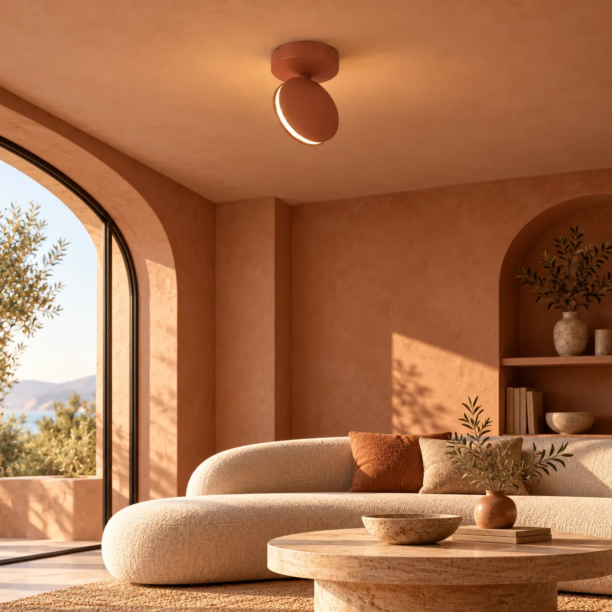 Wall or Ceiling Disc with a Built-In LED