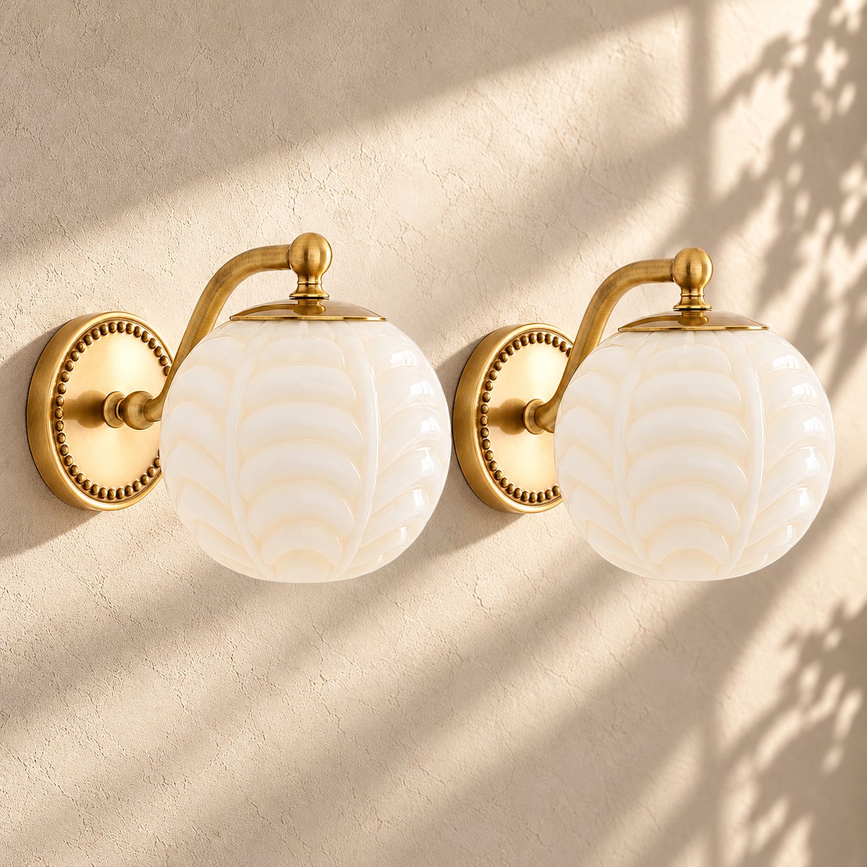 Cream brass sconce set of 2